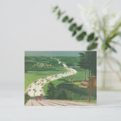 ヴィンテージ風光明媚なアメリカの高速道路、車の道路の旅 ポストカード (スタンド正面)