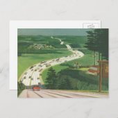 ヴィンテージ風光明媚なアメリカの高速道路、車の道路の旅 ポストカード (正面/裏面)