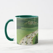 ヴィンテージ風光明媚なアメリカの高速道路、車の道路の旅 マグカップ (左)