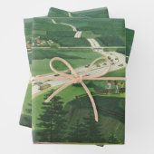 ヴィンテージ風光明媚なアメリカの高速道路、車の道路の旅 ラッピングペーパーシート (インサイチュ)