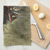 ヴィンテージ風化クレイデール葉書 キッチンタオル (四つ折り)