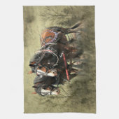 ヴィンテージ風化クレイデール葉書 キッチンタオル (縦)