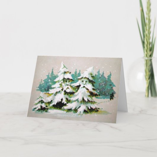 ヴィンテージ風変わりツリーズクリスマスカード シーズンカード (正面)