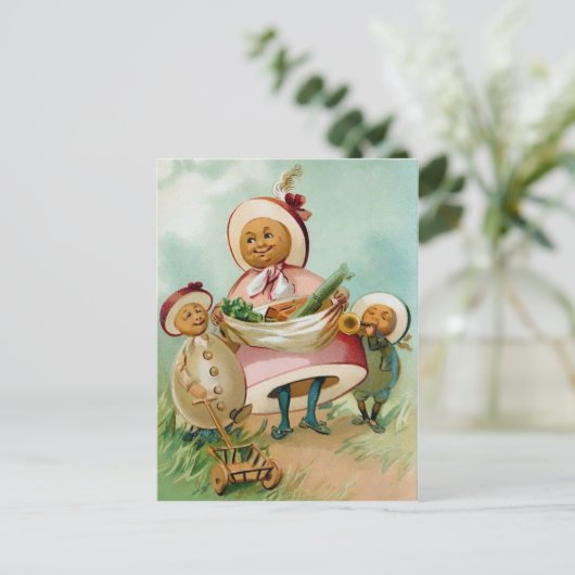 ヴィンテージ風変わり卵はがき ポストカード (スタンド正面)