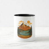 ヴィンテージ風山岳風景イラスト マグカップ (中央)