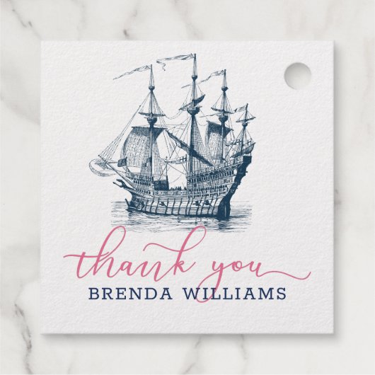 ヴィンテージ風帆船感謝していお前タイポグラフィ フェイバータグ (裏面)