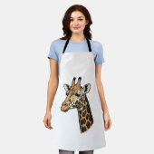 ヴィンテージ風彫刻キリンの肖像Tシャツデザイン (7 エプロン (着用した状態)