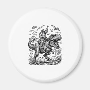 ヴィンテージ風彫刻恐竜ライダー グラフィックTシャツ_1 マグネット