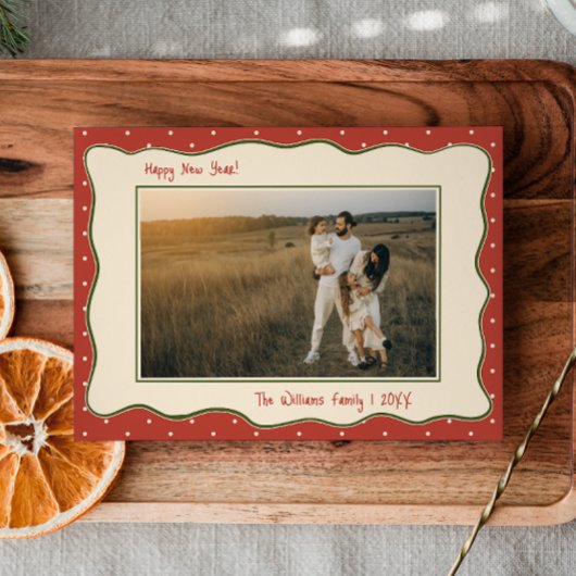 ヴィンテージ風手描きフレーム写真 新年のお祝い シーズンカード