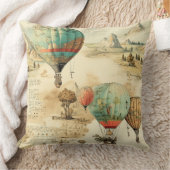ヴィンテージ風景熱気球(10) クッション (ブランケット)