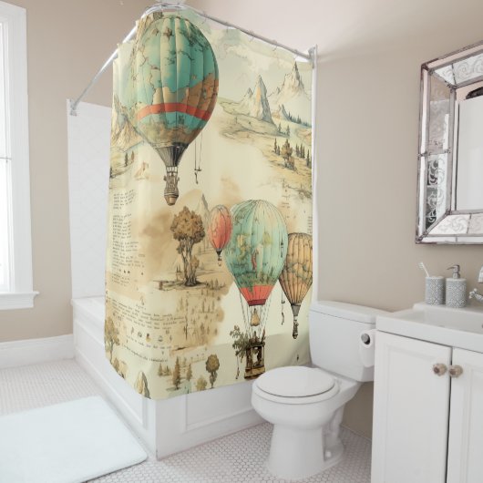 ヴィンテージ風景熱気球(10) シャワーカーテン (インサイチュ)