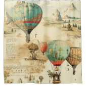 ヴィンテージ風景熱気球(10) シャワーカーテン (正面)