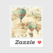 ヴィンテージ風景熱気球(10) シール (シート)