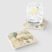 ヴィンテージ風景熱気球(10) ストーンコースター (横)