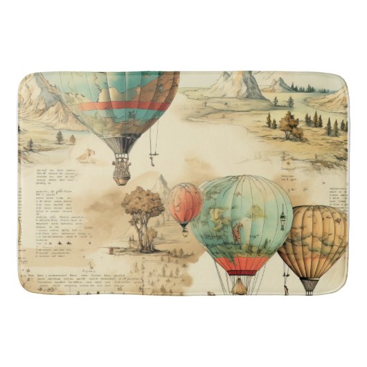 ヴィンテージ風景熱気球(10) バスマット (正面)