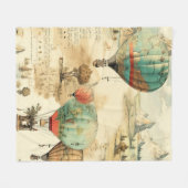 ヴィンテージ風景熱気球(10) フリースブランケット (正面(横))