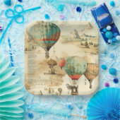 ヴィンテージ風景熱気球(10) ペーパープレート (パーティー)