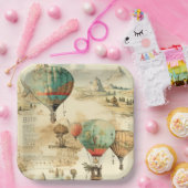 ヴィンテージ風景熱気球(10) ペーパープレート (パーティー)