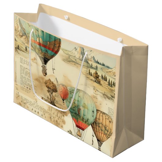 ヴィンテージ風景熱気球(10) ラージペーパーバッグ (正面アングル)