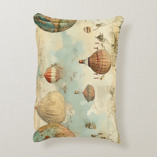 ヴィンテージ風景熱気球(11) アクセントクッション (裏面(縦))