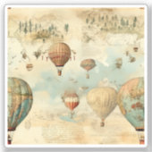 ヴィンテージ風景熱気球(11) シール (正面)