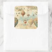 ヴィンテージ風景熱気球(11) スクエアシール (バッグ)