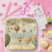 ヴィンテージ風景熱気球(11) ペーパープレート (パーティー)