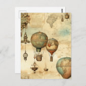 ヴィンテージ風景熱気球(12) ポストカード (正面/裏面)
