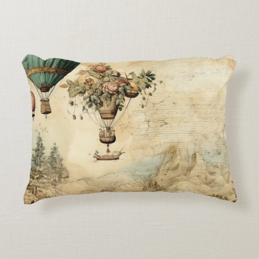 ヴィンテージ風景熱気球(1) アクセントクッション (正面)