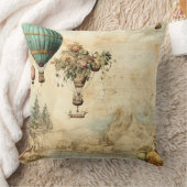 ヴィンテージ風景熱気球(1) クッション (ブランケット)