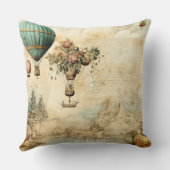 ヴィンテージ風景熱気球(1) クッション (裏面)