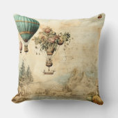 ヴィンテージ風景熱気球(1) クッション (正面)