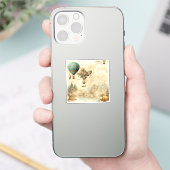 ヴィンテージ風景熱気球(1) シール (スマートフォン)