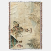 ヴィンテージ風景熱気球(1) スローブランケット (正面縦)