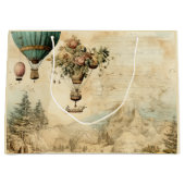 ヴィンテージ風景熱気球(1) ラージペーパーバッグ (正面)