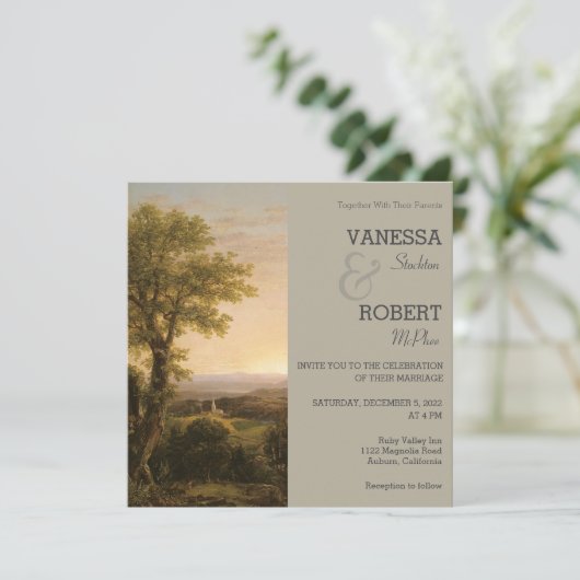 ヴィンテージ風景画ウェディング招待状 招待状 (スタンド正面)