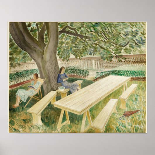 ヴィンテージ風景,イングランド,庭に2人の女性 ポスター (正面)