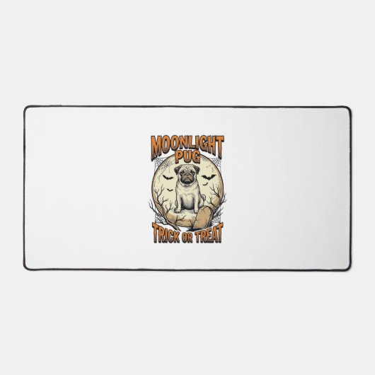 ヴィンテージ風月彫刻 パグ ハロウィンTシャツ_1 デスクマット (正面)