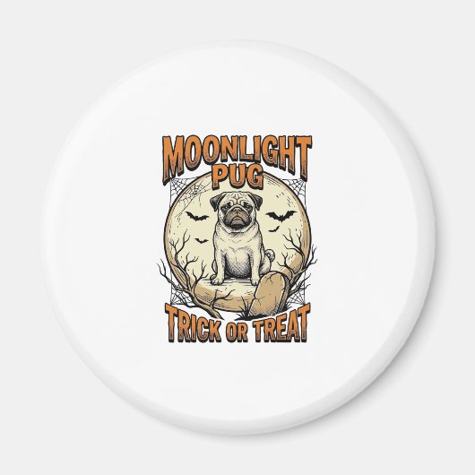 ヴィンテージ風月彫刻 パグ・ハロウィンTシャツ_1 マグネット (正面)
