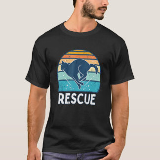 ヴィンテージ風猫の保護レスキュー ねこ譲渡デザイン 夕焼け Tシャツ