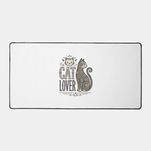 ヴィンテージ風猫好きの彫刻スタイルグラフィックTシャツ_1 デスクマット (正面)