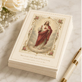 ヴィンテージ風聖心イエス祈り カード