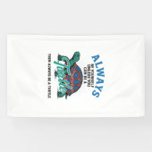 ヴィンテージ風自分らしく生きようカメTシャツデザイン1 横断幕 (横)