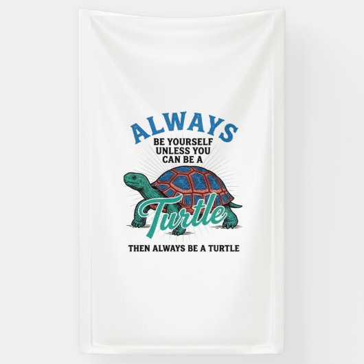 ヴィンテージ風自分らしく生きようカメTシャツデザイン1 横断幕 (縦)