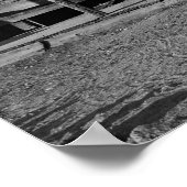 ヴィンテージ風車の白黒の写真 ポスター (角)