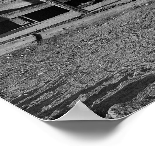 ヴィンテージ風車の白黒の写真 ポスター (角)