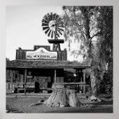 ヴィンテージ風車の白黒の写真 ポスター (正面)