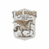 ヴィンテージ風馬竜ファンタジー騎手Tシャツデザイン1 シール (正面)