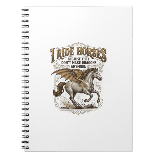 ヴィンテージ風馬竜ファンタジー騎手Tシャツデザイン1 ノートブック (正面)