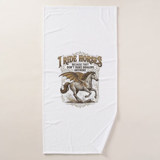 ヴィンテージ風馬竜ファンタジー騎手Tシャツデザイン1 バスタオル (バスタオル)